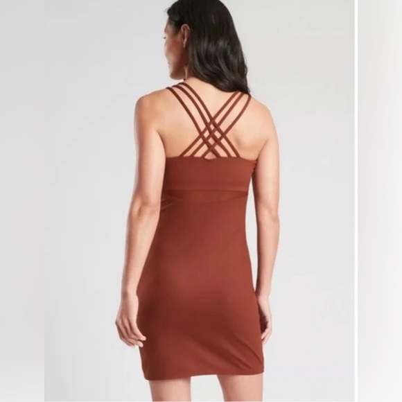 Athleta Hyper Focused Dress Size Small Criss Cross Back Burnt Orange Rust - Picture 2 of 6